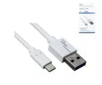 Kabel USB 3.1 typ C - 3.0 A , bílý, krabička, 0,5 m Dinic Box, 5 Gb/s, nabíjení 3A